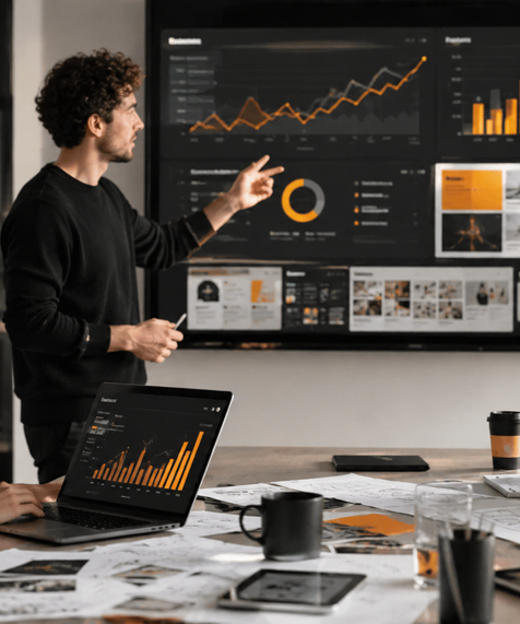 Editorial collage representing where strategy becomes insight