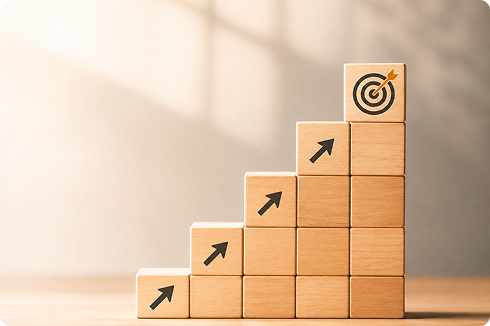 Wooden growth staircase representing enterprise lessons
